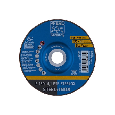 6 X 1/8 Grinding Wheel, 7/8 A.H. - PSF STEELOX - Type 27